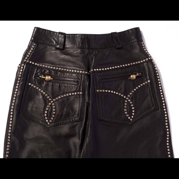 Gianni Versace Vintage Leather High Waisted Pants - Picture 3 of 7
